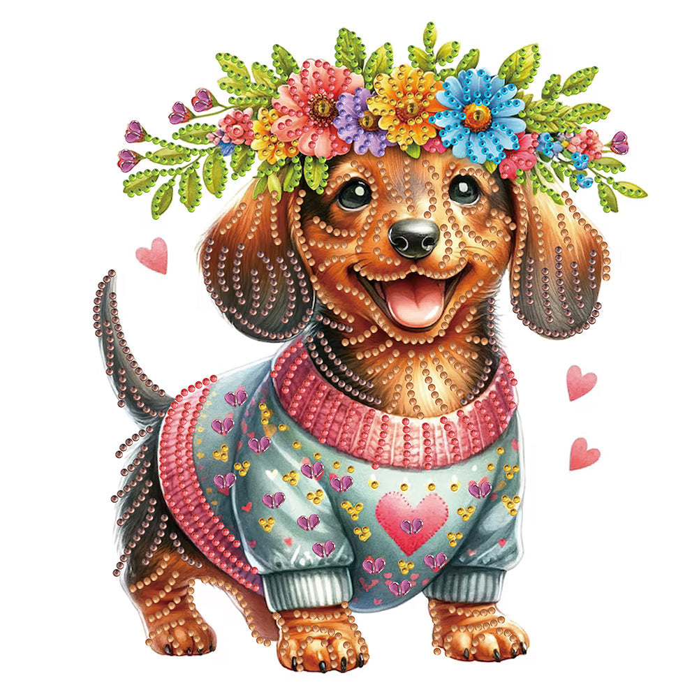 Garland Dachshund - Special Shaped Drill Diamond Painting 30*30CM