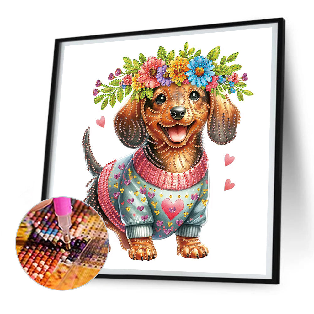 Garland Dachshund - Special Shaped Drill Diamond Painting 30*30CM