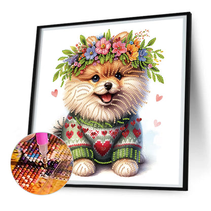 Garland Pomeranian - Special Shaped Drill Diamond Painting 30*30CM