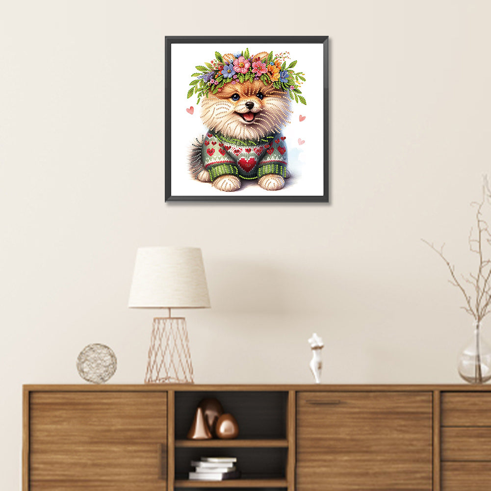 Garland Pomeranian - Special Shaped Drill Diamond Painting 30*30CM