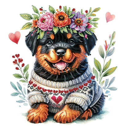 Garland Rottweiler - Special Shaped Drill Diamond Painting 30*30CM