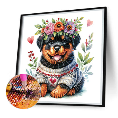 Garland Rottweiler - Special Shaped Drill Diamond Painting 30*30CM