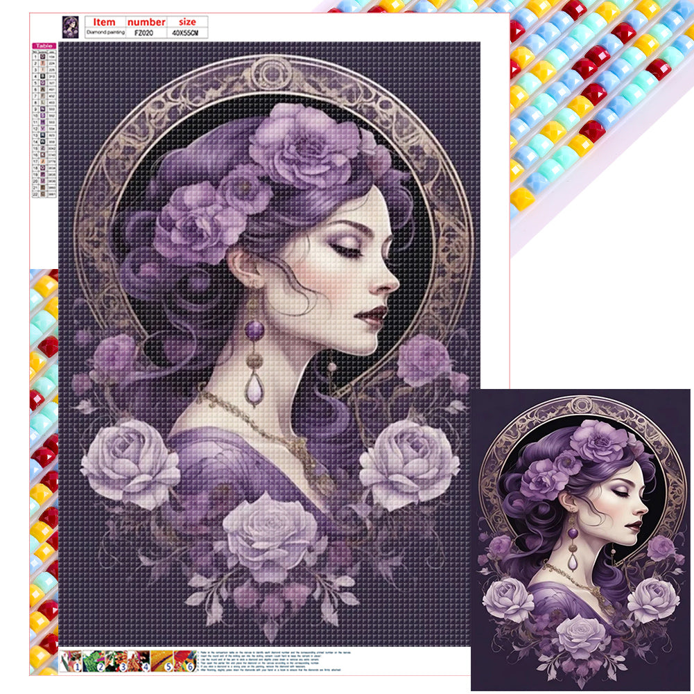 Purple Flower Woman - Full Square Drill Diamond Painting 40*55CM