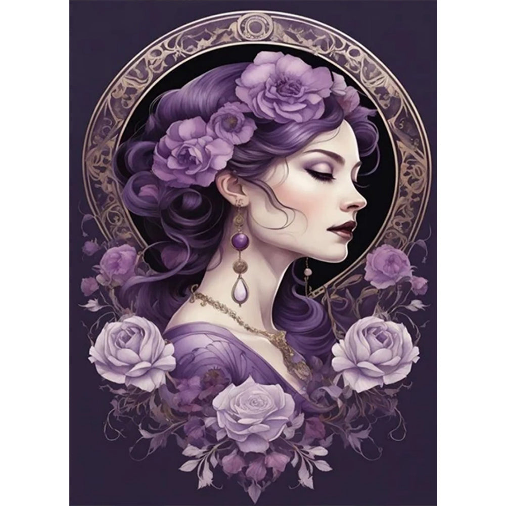 Purple Flower Woman - Full Square Drill Diamond Painting 40*55CM