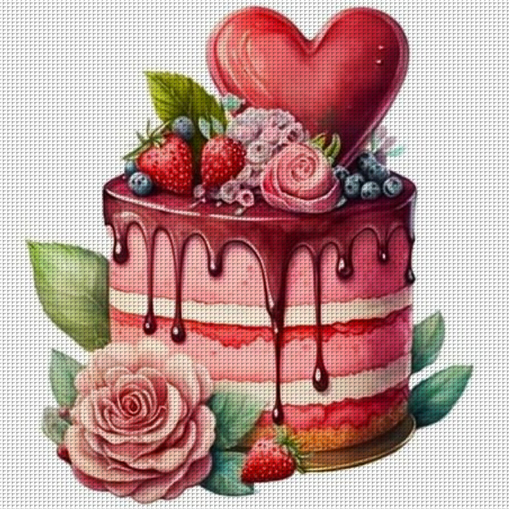 Strawberry Cake - 9CT Stamped Cross Stitch 40*40CM