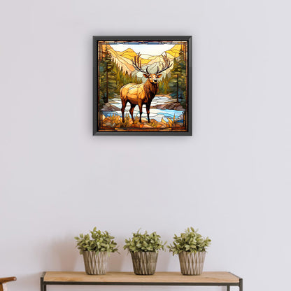 Forest Deer Glass Painting - Full Round Drill Diamond Painting 30*30CM