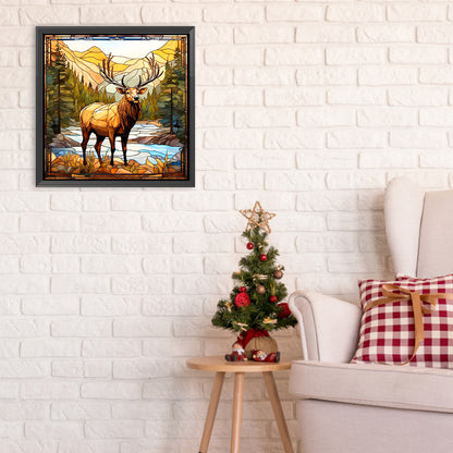 Forest Deer Glass Painting - Full Round Drill Diamond Painting 30*30CM