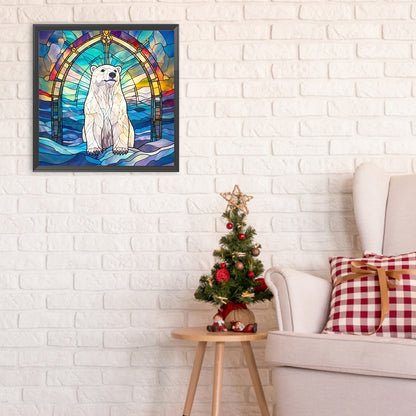 Polar Bear Glass Painting - Full Round Drill Diamond Painting 30*30CM