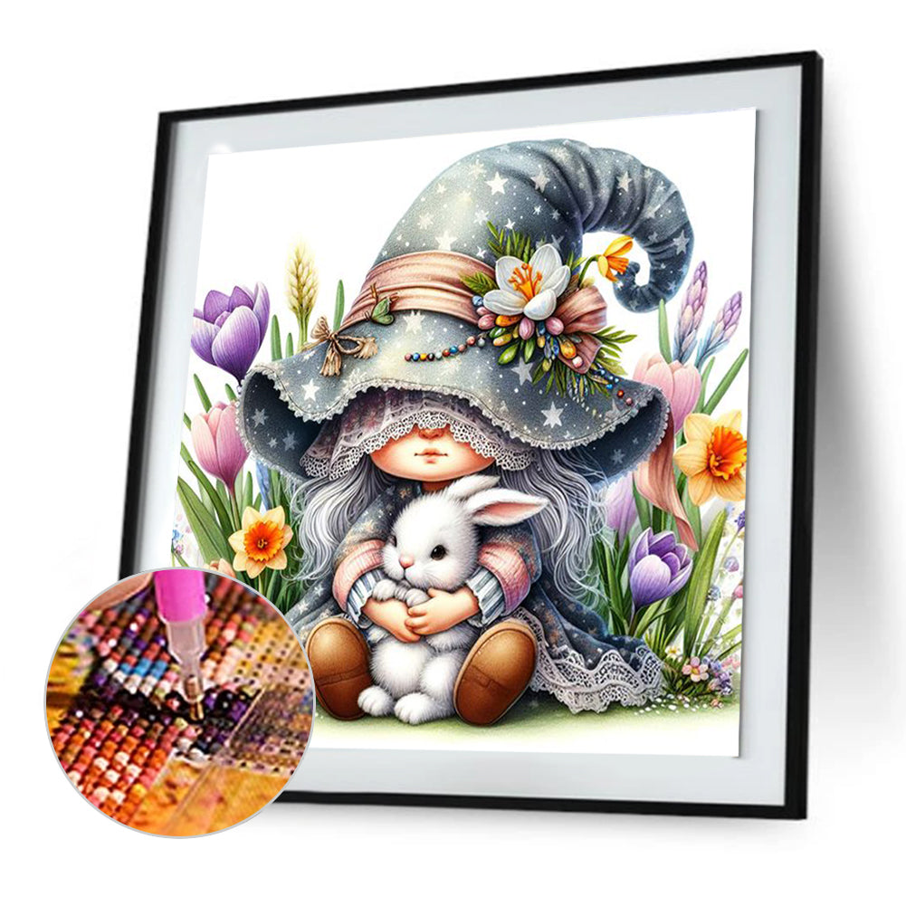 Goblin Girl Holding Rabbit - Full Round Drill Diamond Painting 30*30CM