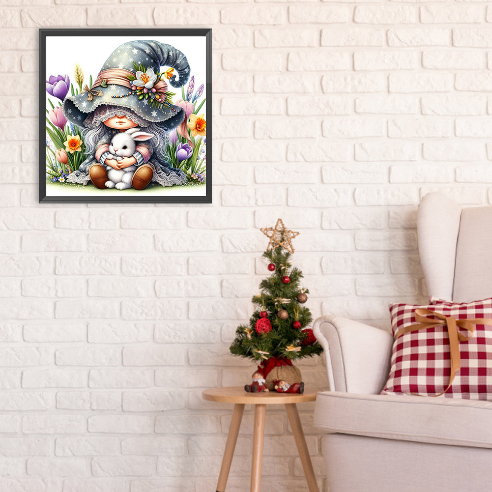 Goblin Girl Holding Rabbit - Full Round Drill Diamond Painting 30*30CM