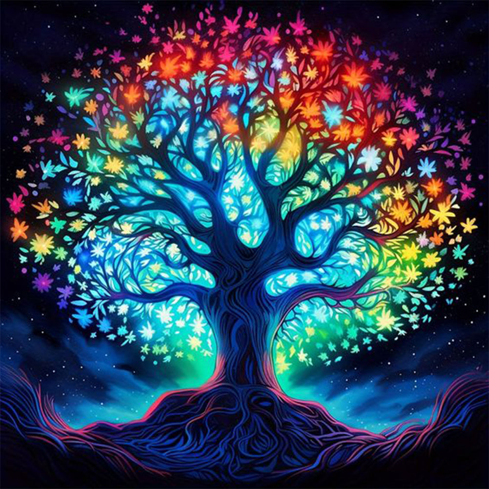 Colorful Tree Of Life At Night - Full Round Drill Diamond Painting 30*30CM