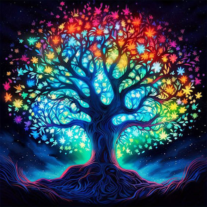 Colorful Tree Of Life At Night - Full Round Drill Diamond Painting 30*30CM