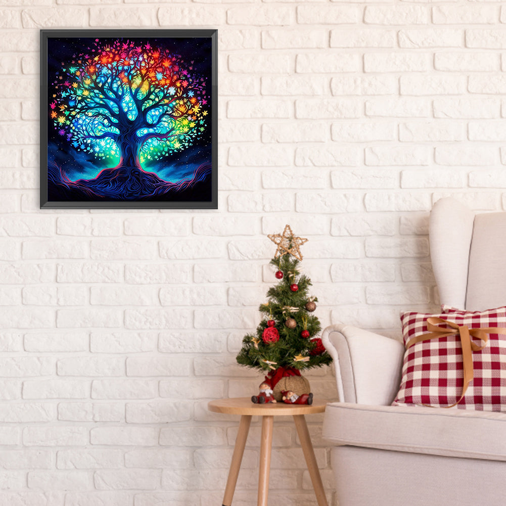 Colorful Tree Of Life At Night - Full Round Drill Diamond Painting 30*30CM