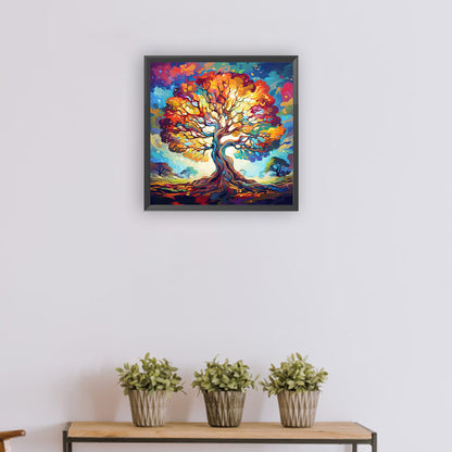 Colorful Tree Of Life On The Plain - Full Round Drill Diamond Painting 30*30CM