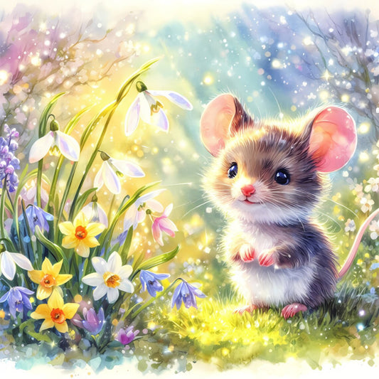 Spring Mouse - Full Round Drill Diamond Painting 30*30CM