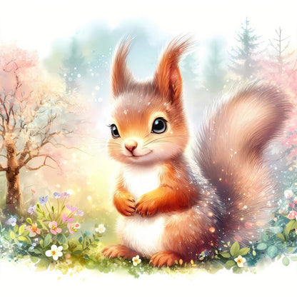 Spring Squirrel - Full Round Drill Diamond Painting 30*30CM