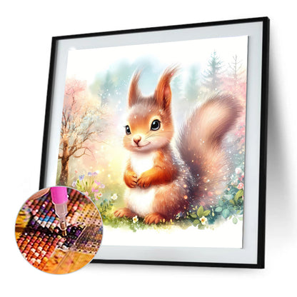 Spring Squirrel - Full Round Drill Diamond Painting 30*30CM