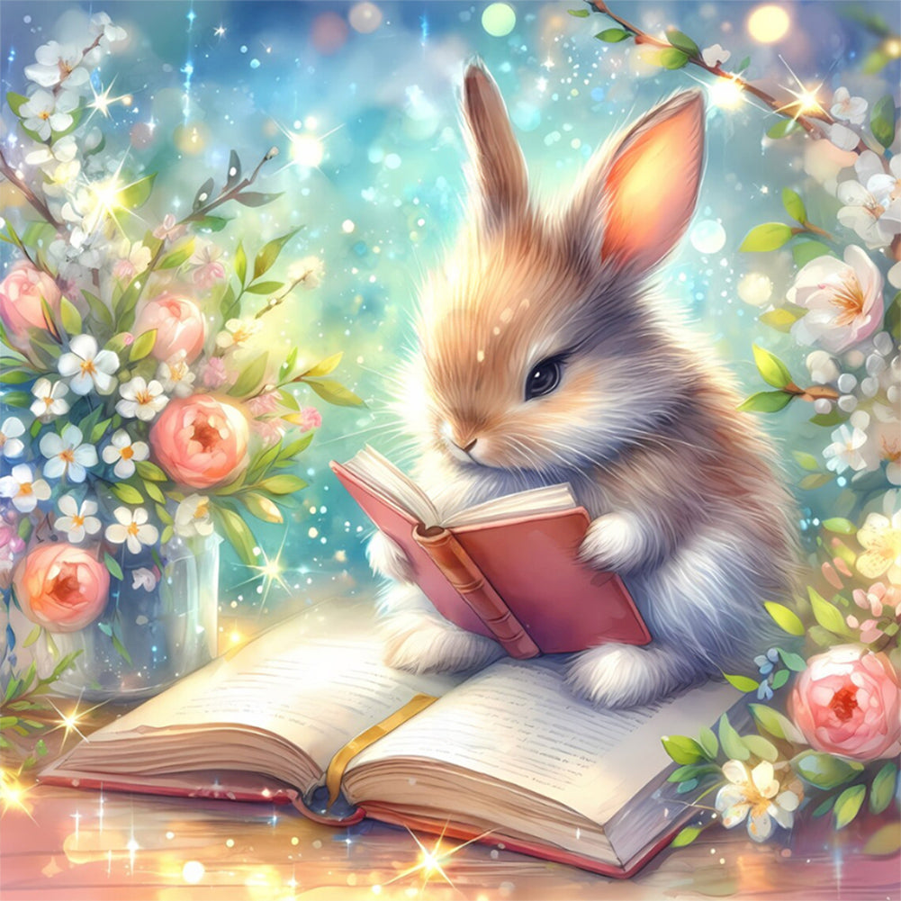 Rabbit Reading A Book - Full Round Drill Diamond Painting 30*30CM