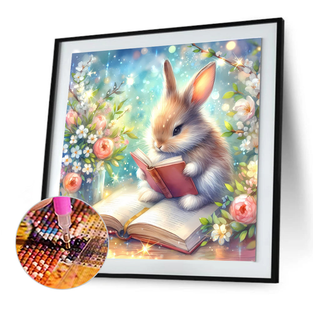 Rabbit Reading A Book - Full Round Drill Diamond Painting 30*30CM