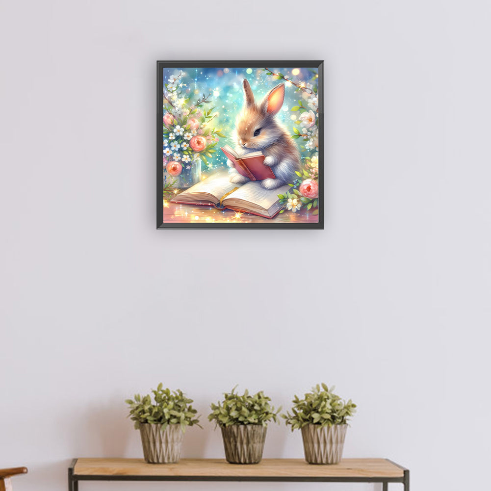 Rabbit Reading A Book - Full Round Drill Diamond Painting 30*30CM