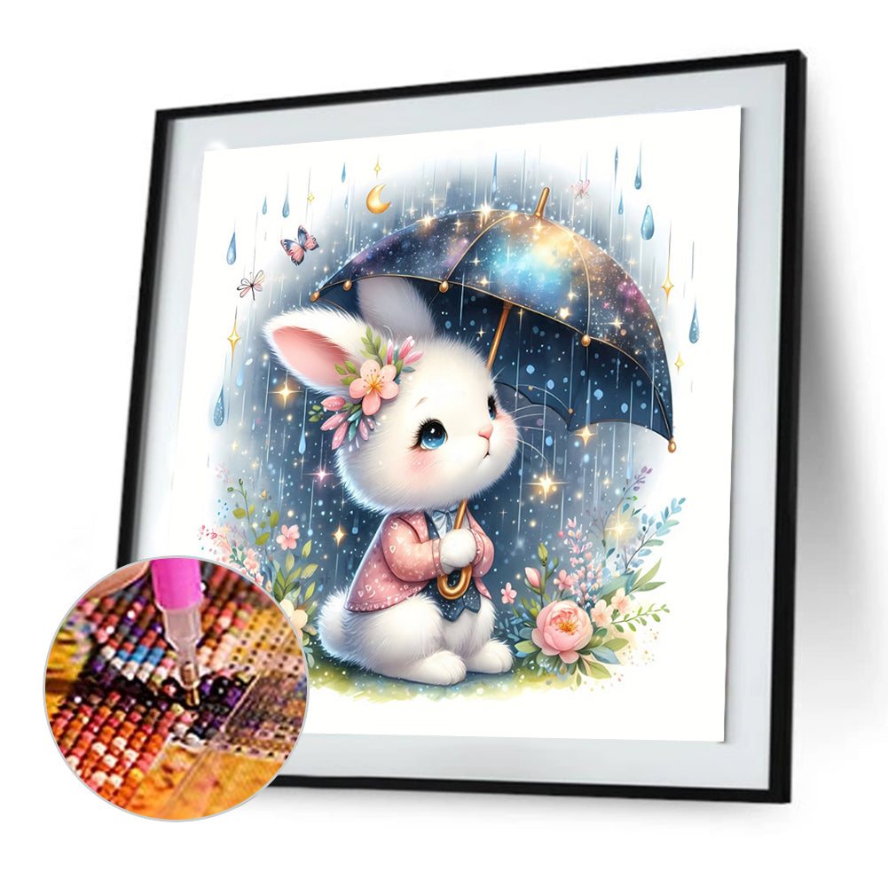 Rabbit Holding Umbrella - Full Round Drill Diamond Painting 30*30CM