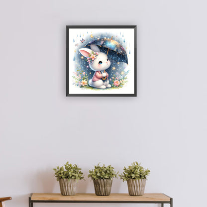 Rabbit Holding Umbrella - Full Round Drill Diamond Painting 30*30CM