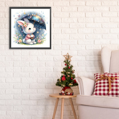 Rabbit Holding Umbrella - Full Round Drill Diamond Painting 30*30CM