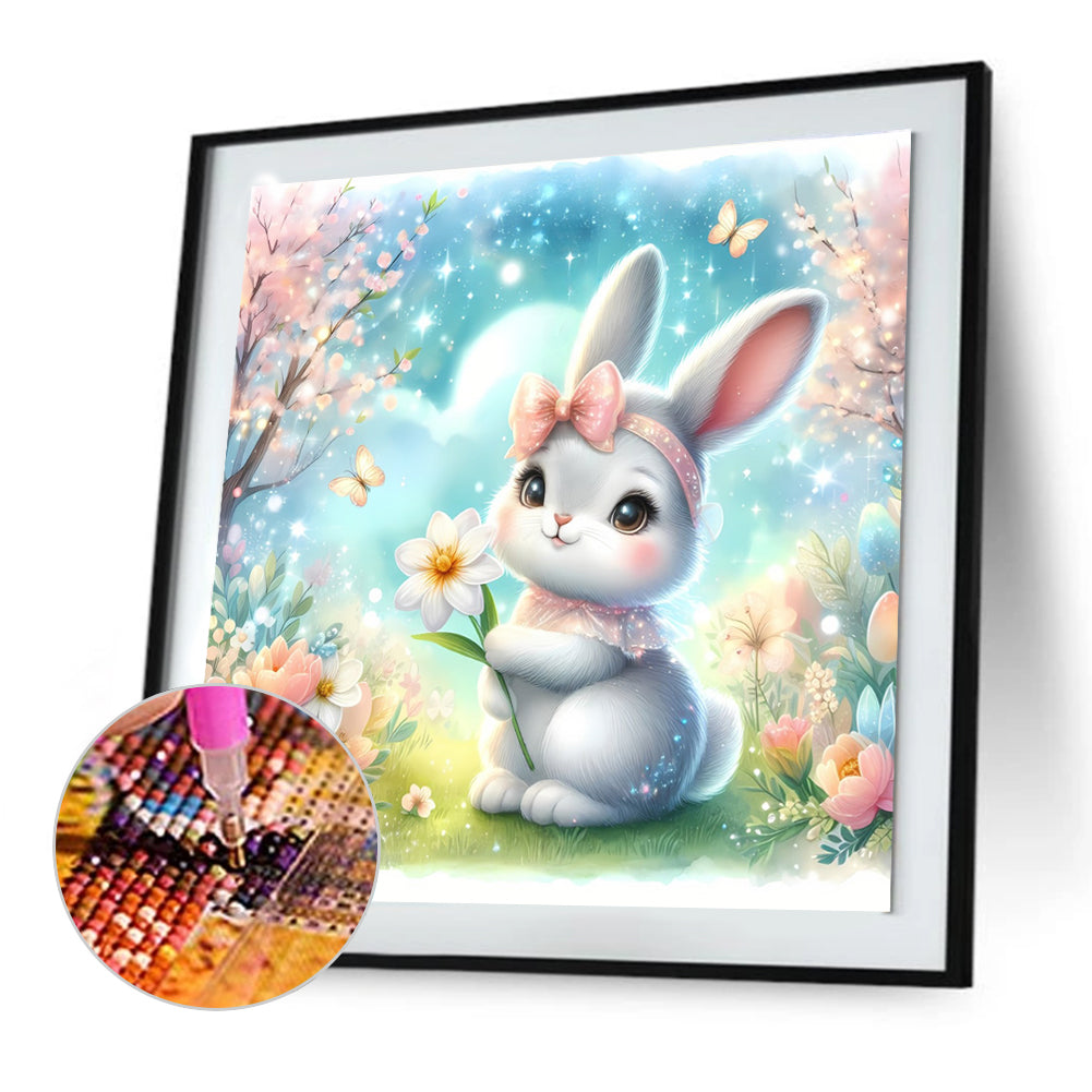 Flower And Rabbit - Full Round Drill Diamond Painting 30*30CM