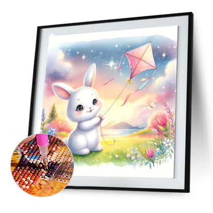 Rabbit Flying A Kite - Full Round Drill Diamond Painting 30*30CM