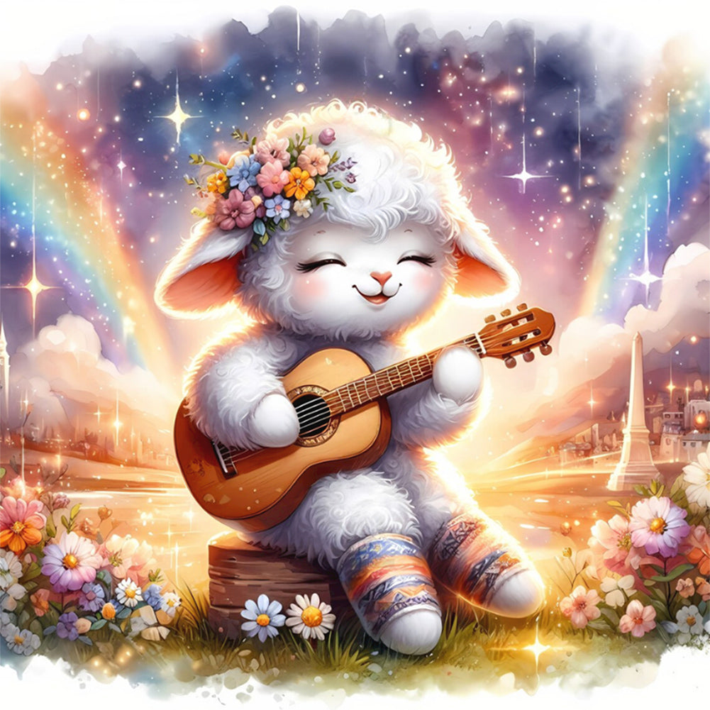 Sheep Playing Guitar - Full Round Drill Diamond Painting 30*30CM