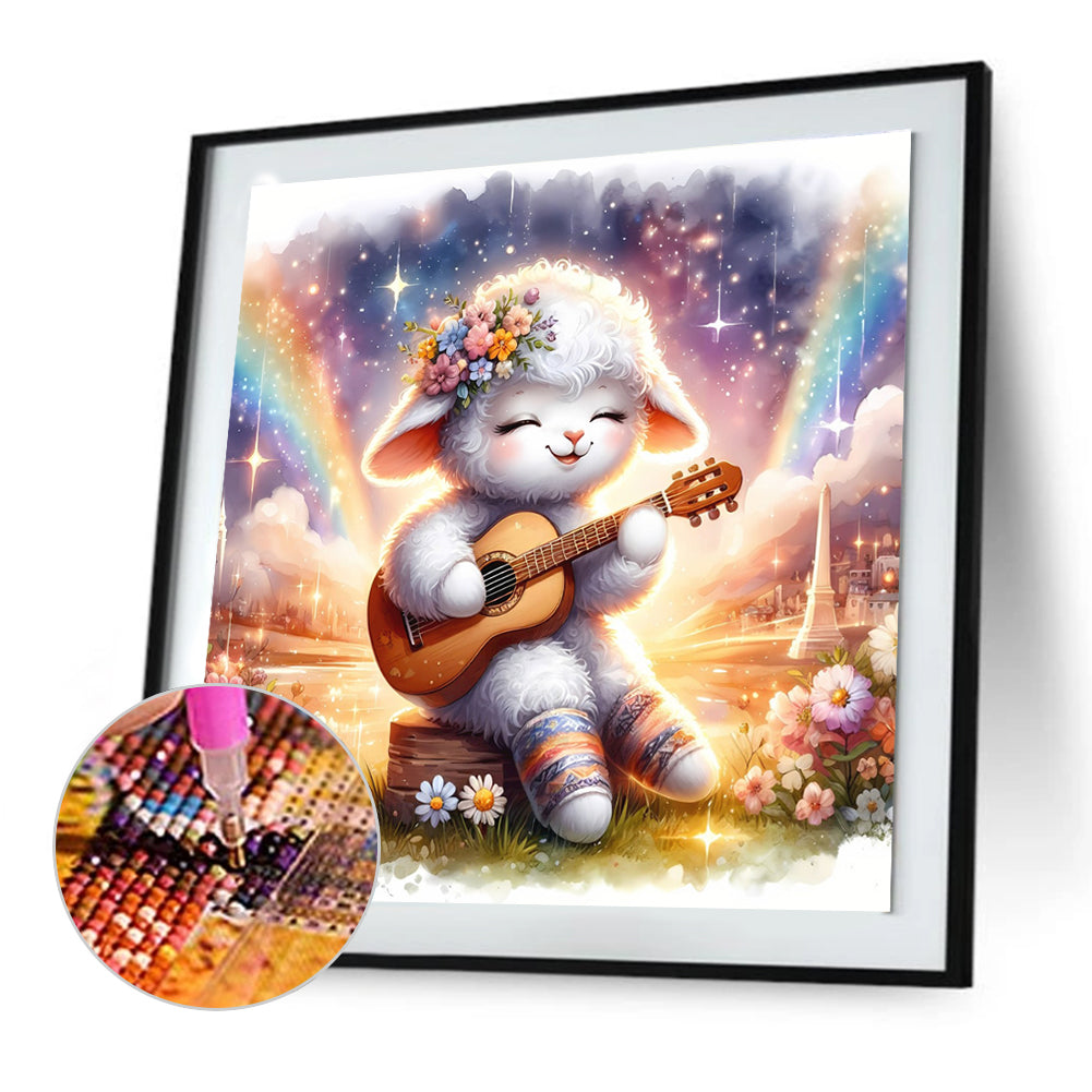 Sheep Playing Guitar - Full Round Drill Diamond Painting 30*30CM