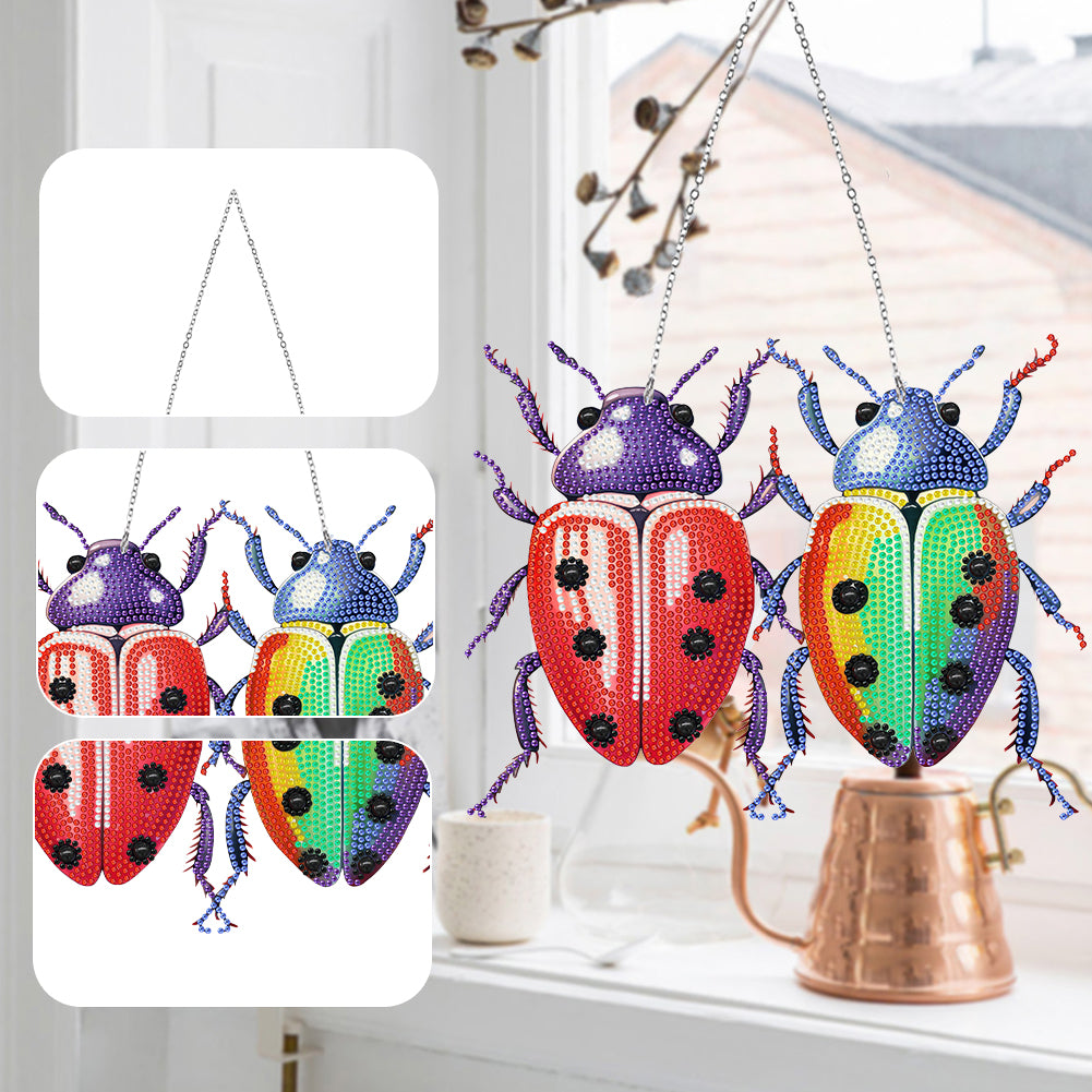 Single Side Diamond Painting Dot Pendant Office Wall Decor (Colorful Ladybird)