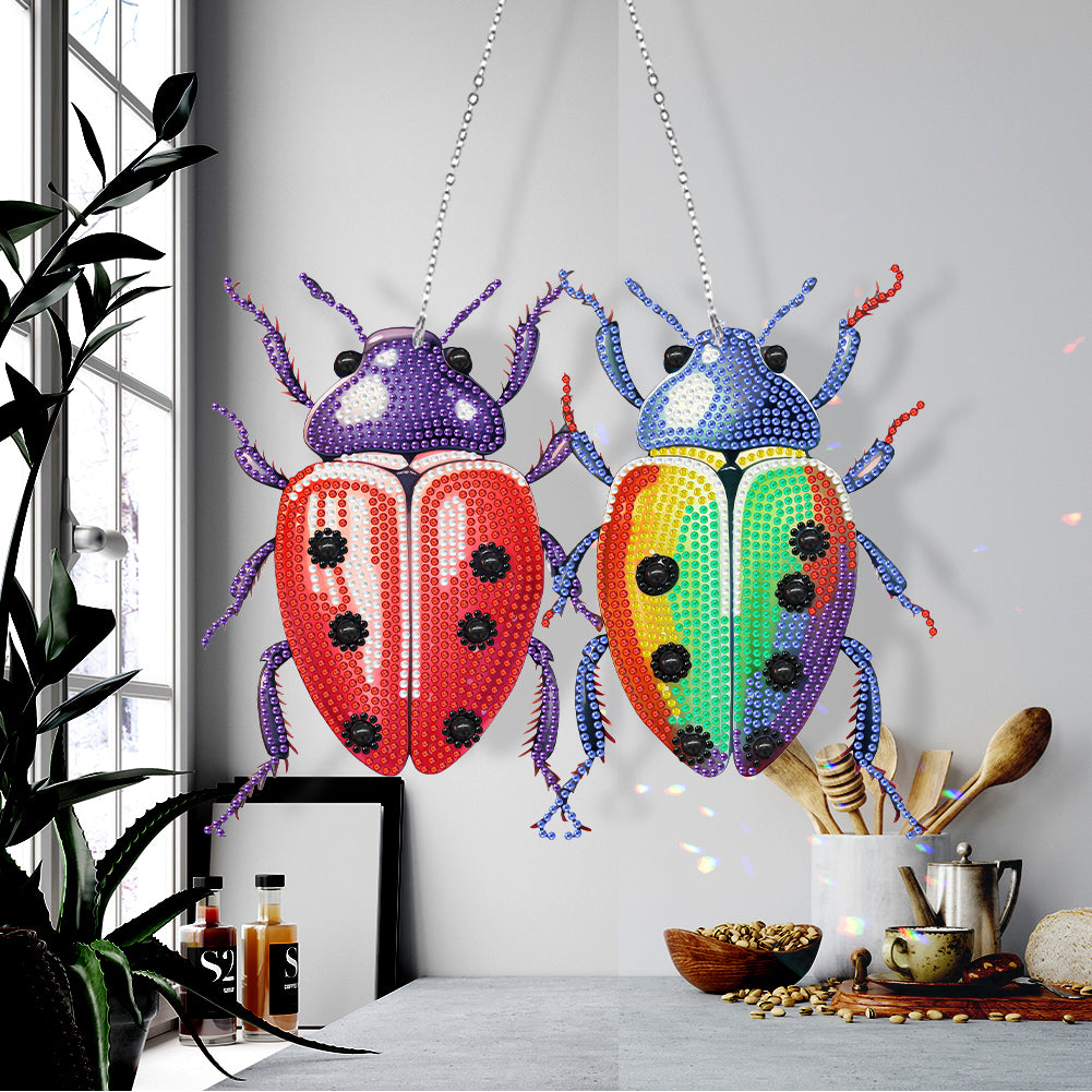 Single Side Diamond Painting Dot Pendant Office Wall Decor (Colorful Ladybird)