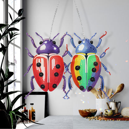 Single Side Diamond Painting Dot Pendant Office Wall Decor (Colorful Ladybird)