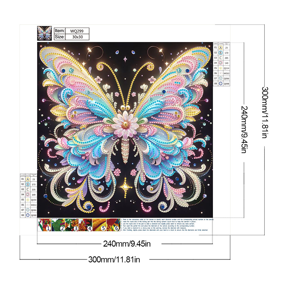 Fluorescent Butterfly - Special Shaped Drill Diamond Painting 30*30CM