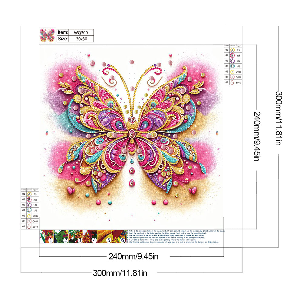 Colorful Candy Butterflies - Special Shaped Drill Diamond Painting 30*30CM