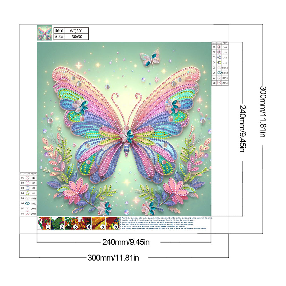 Spring Butterfly - Special Shaped Drill Diamond Painting 30*30CM