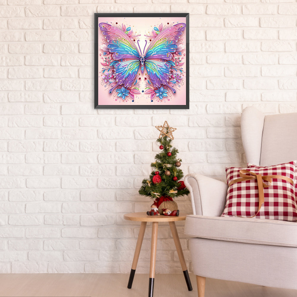 Colorful Flowers And Butterflies - Special Shaped Drill Diamond Painting 30*30CM