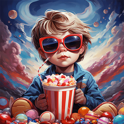 Popcorn Kid - Full Square Drill Diamond Painting 40*40CM