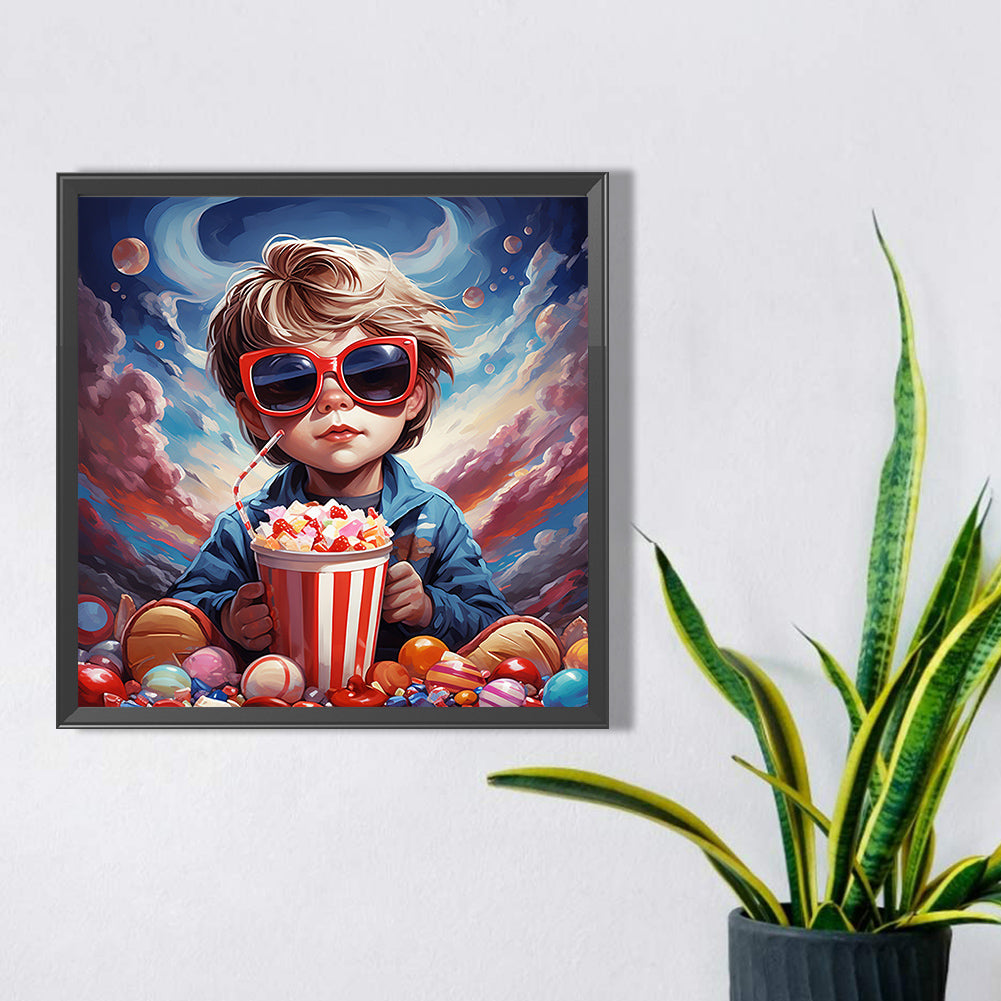 Popcorn Kid - Full Square Drill Diamond Painting 40*40CM