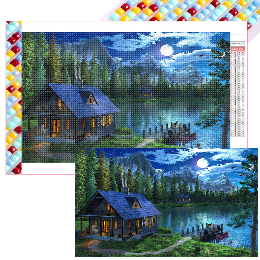 Lake House - Full Square Drill Diamond Painting 50*30CM