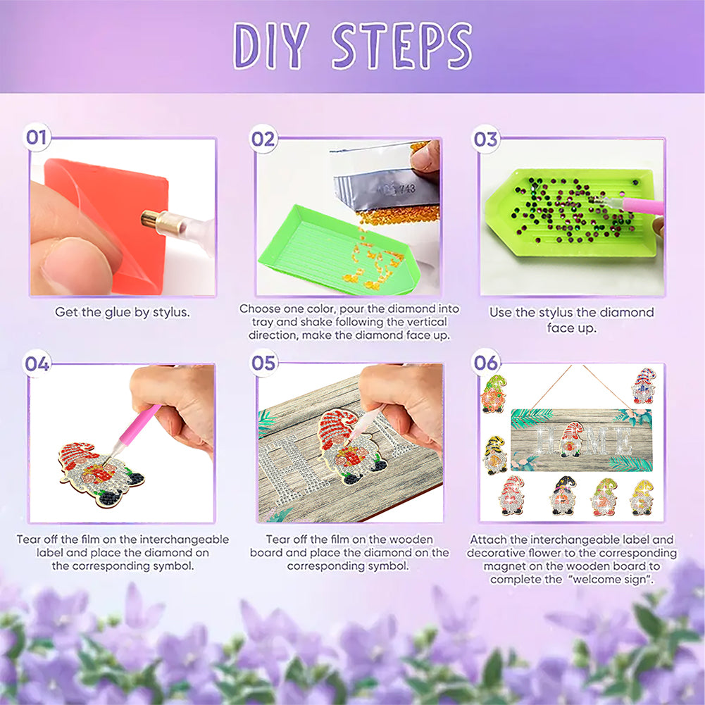 DIY Diamond Art Painting Hanging Sign Detachable Decor Front Door Decor (Gross)