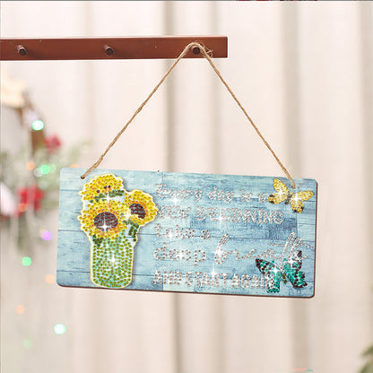 DIY Diamond Art Painting Hanging Sign Detachable Decor Front Door Decor (Flower)