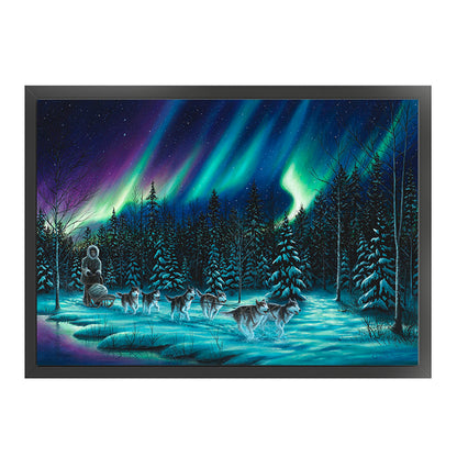 Aurora Scenery - 11CT Stamped Cross Stitch 90*60CM