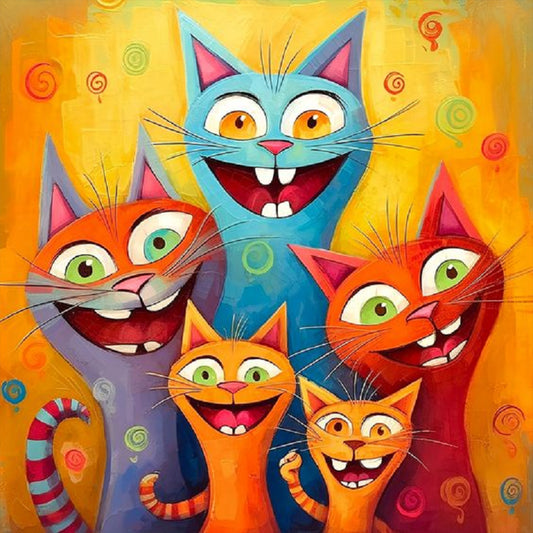 Cartoon Cat Group - Full Round Drill Diamond Painting 30*30CM