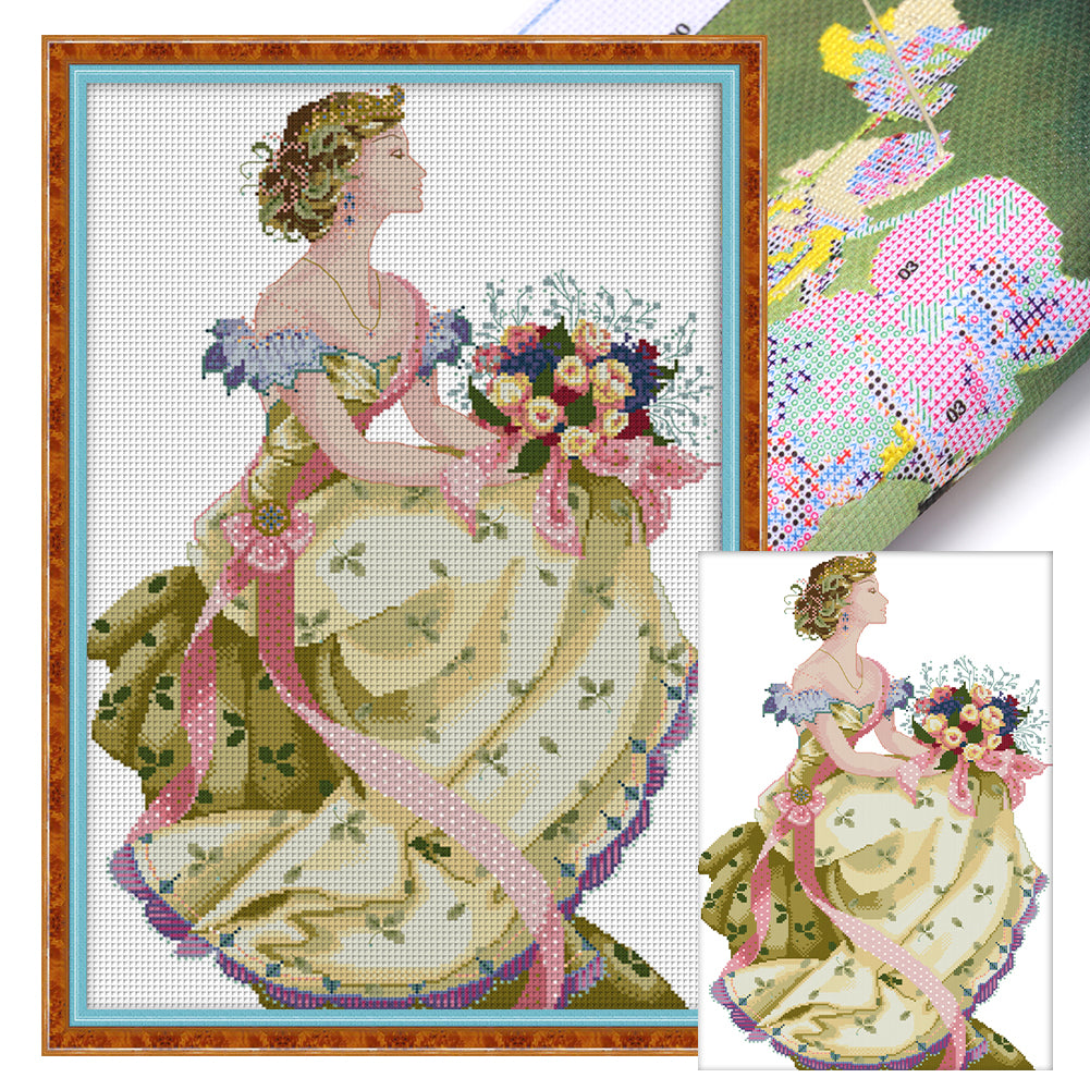 Queen Of Spring - 14CT Stamped Cross Stitch 41*59CM(Joy Sunday)