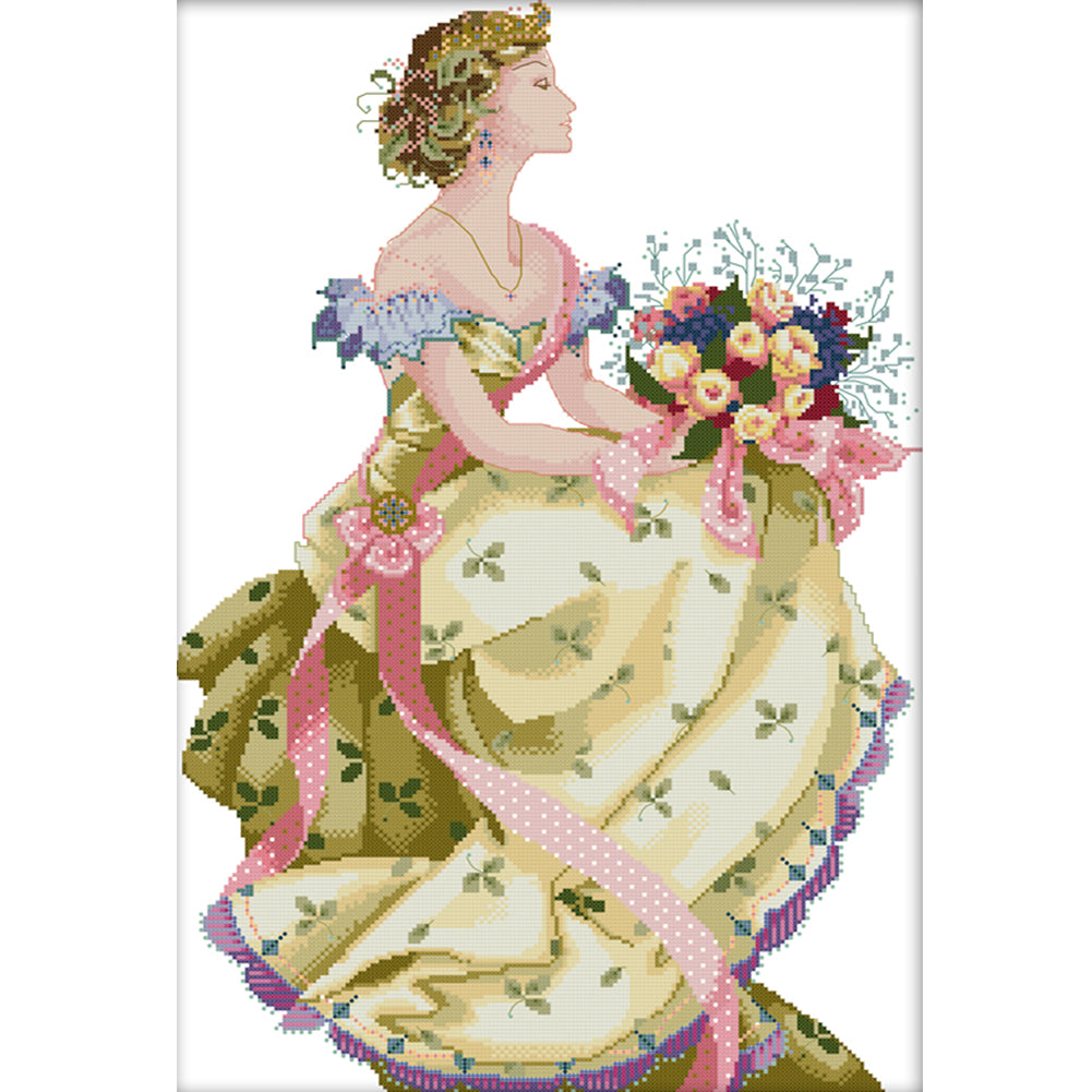 Queen Of Spring - 14CT Stamped Cross Stitch 41*59CM(Joy Sunday)