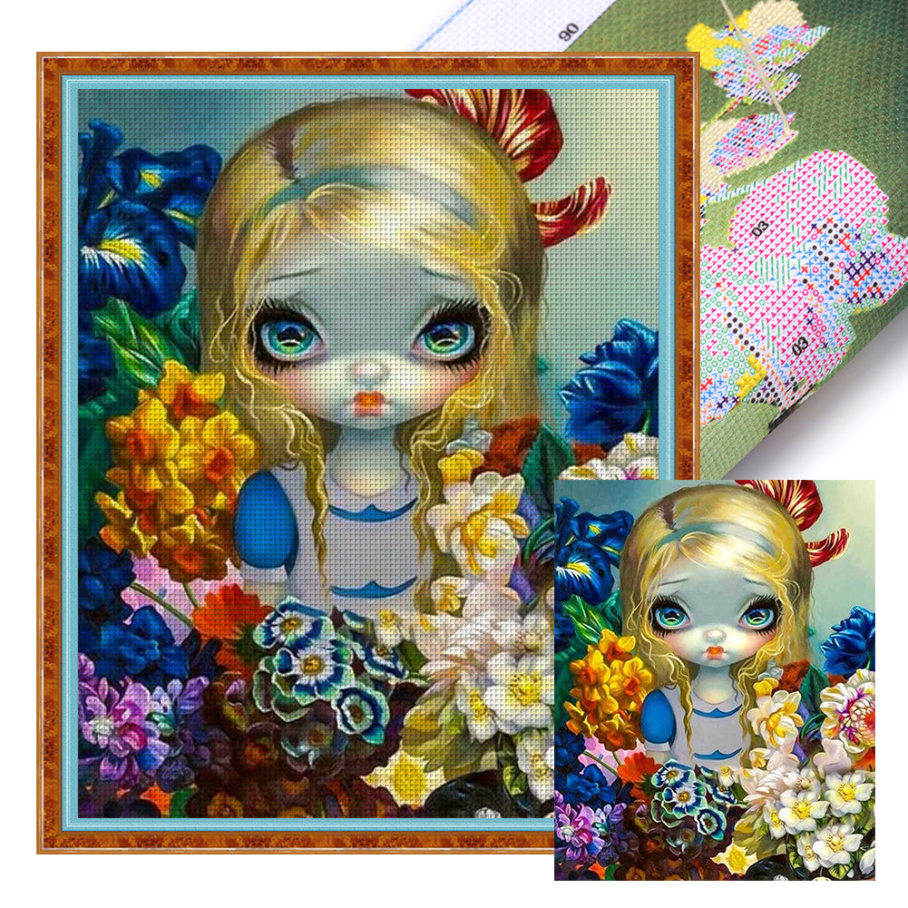 Big Eyed Doll - 11CT Stamped Cross Stitch 40*50CM