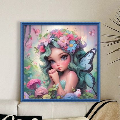 Butterfly Girl - 14CT Stamped Cross Stitch 50*50CM