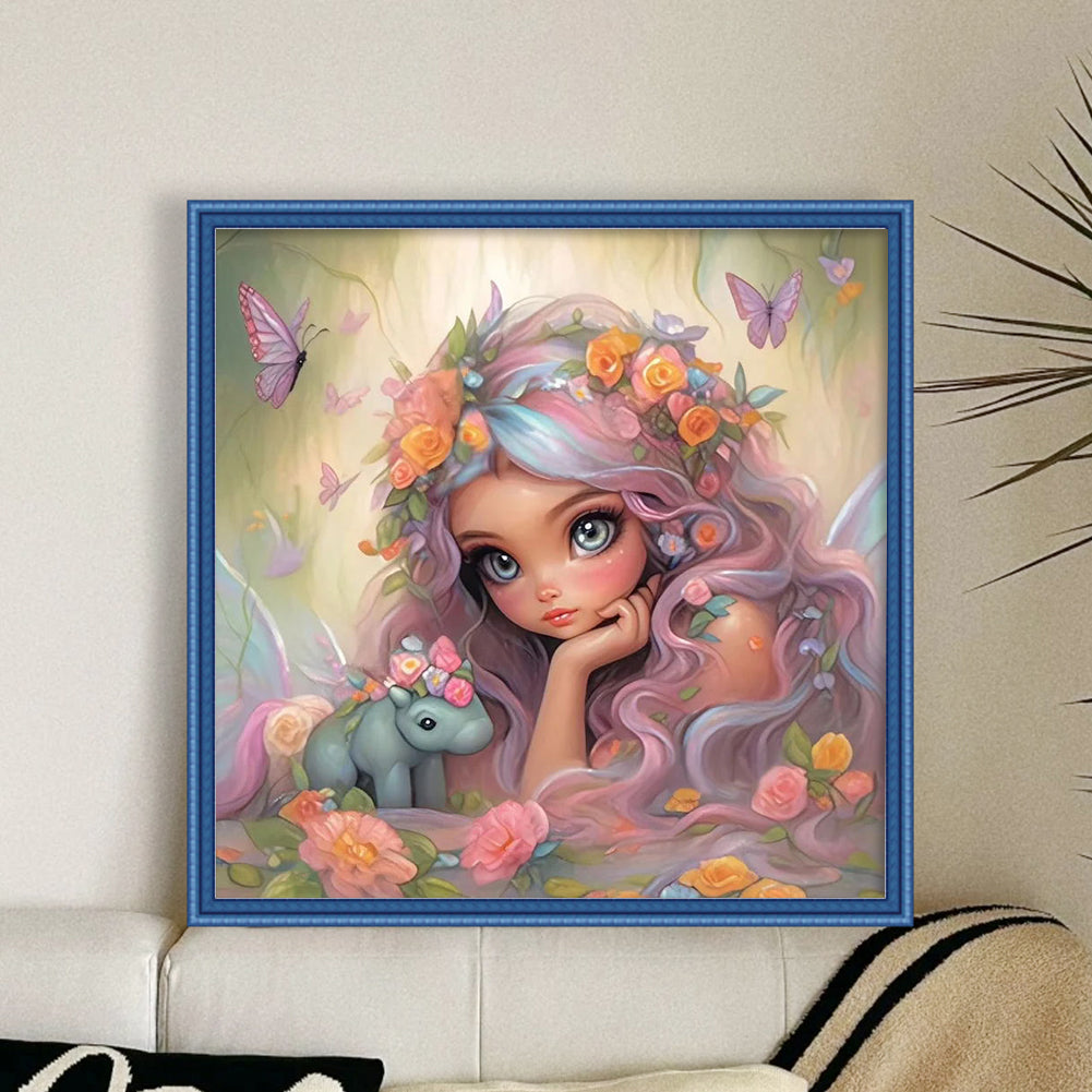 Butterfly Girl - 14CT Stamped Cross Stitch 50*50CM